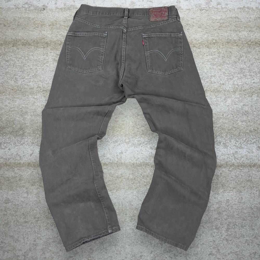 Vintage Y2K Levis Jeans 501 31x30 Regular Straight Olive Green Denim Button Fly